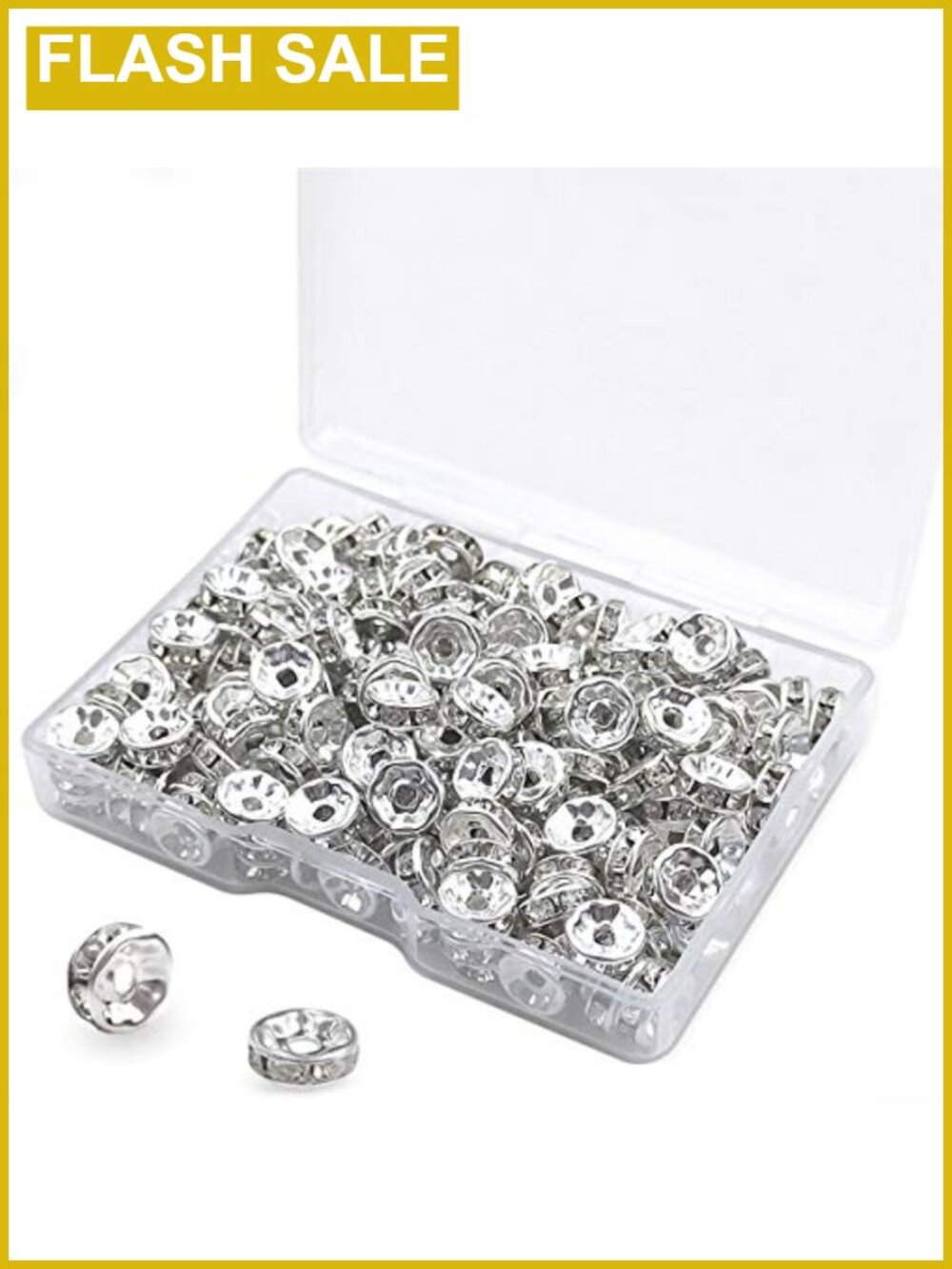 200 Pcs Crystal Rondelle Spacer Beads 8mm Silver Plated DIY Jewelry Making Craft